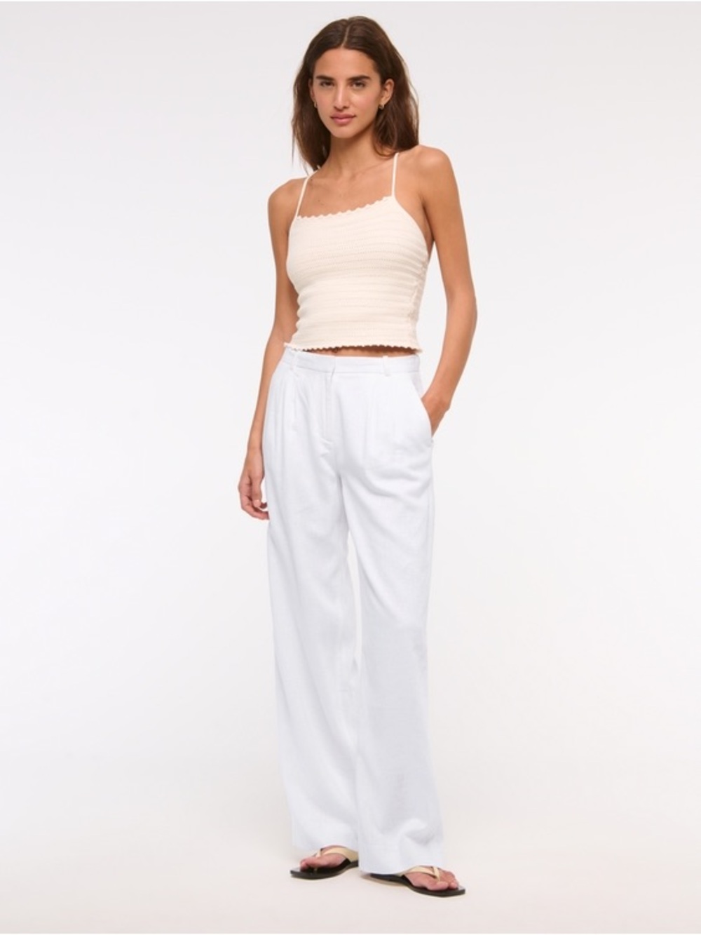 Abercrombie Sloan Low Rise Tailored Linen Pants